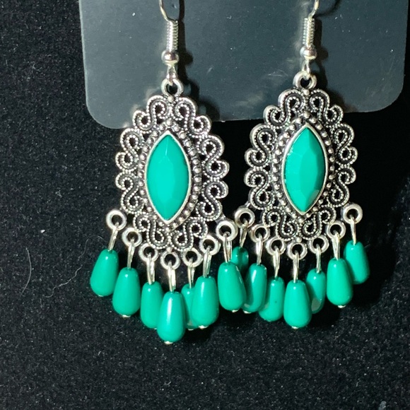Paparazzi Green Private Villa Dangle Earrings - Picture 4 of 5